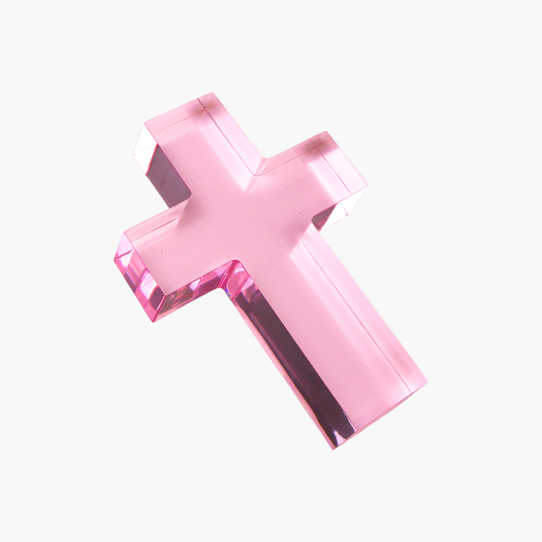 Pink Small Cross Acrylic Weight