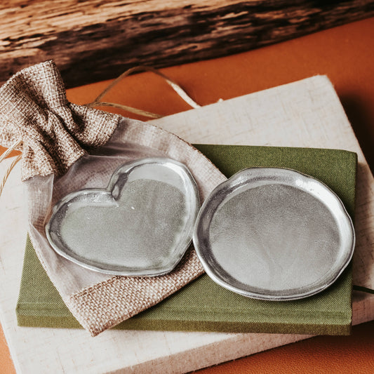 Handmade Pewter Coin Dish - Ring Dish - Jewelry Dish: Plain Heart Dish