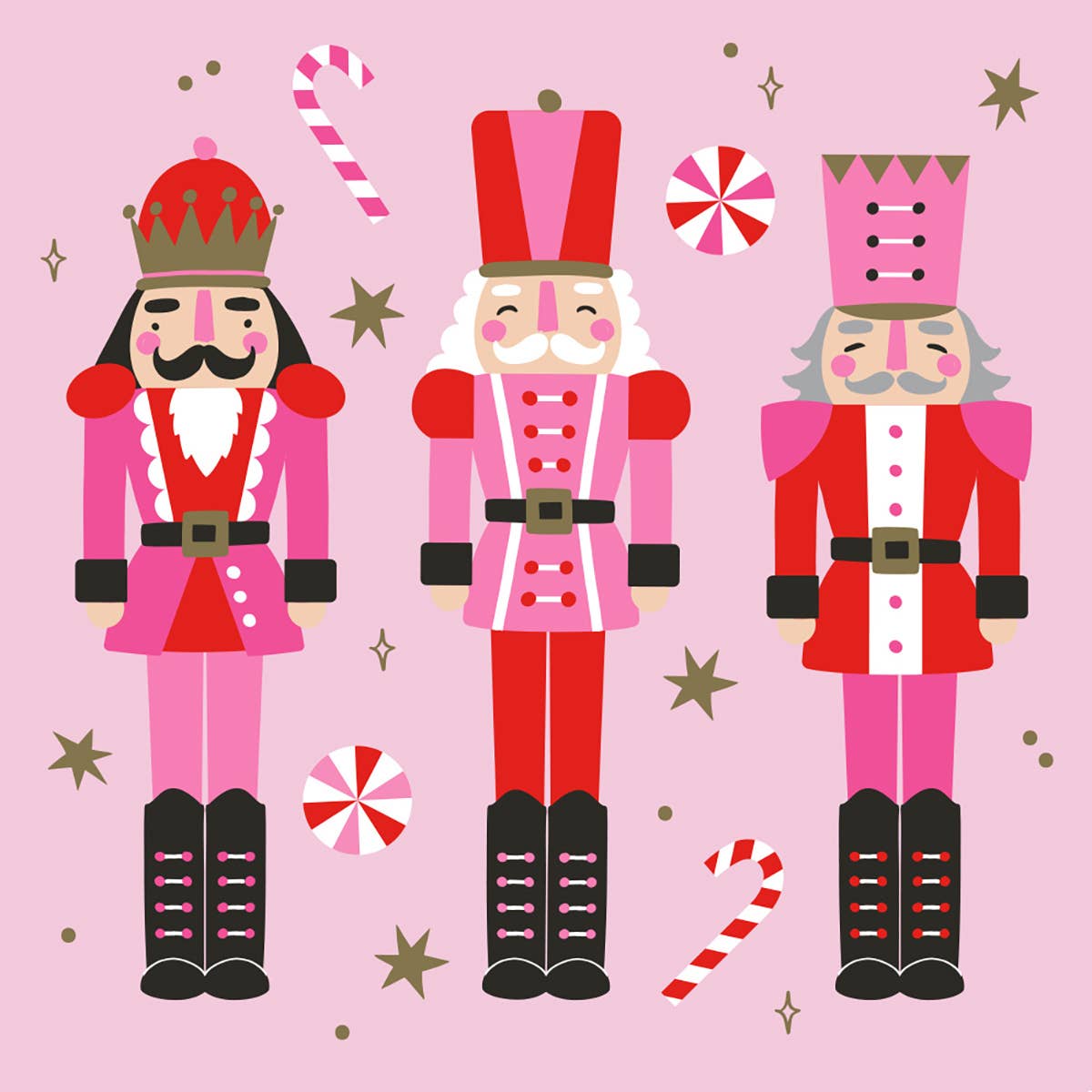 Pink Holiday Cocktail Napkins | 3 Nutcracker Set of 20