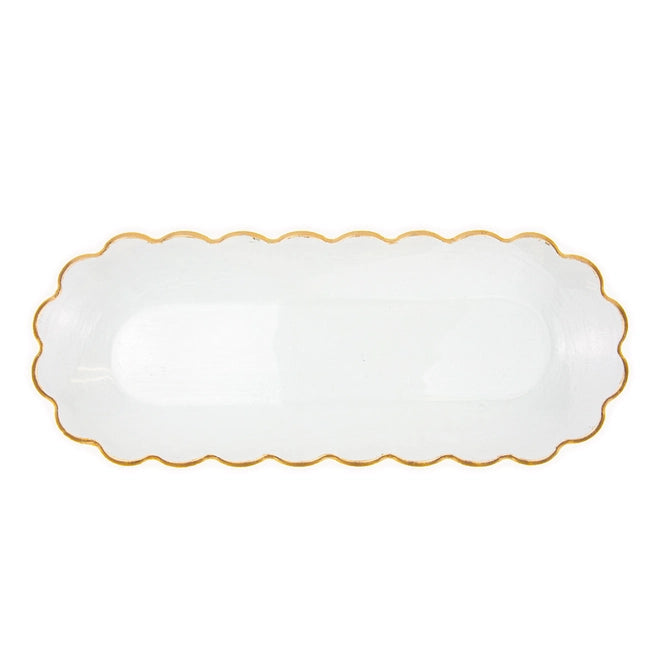Scallop Glass Tray trimmed in Gold