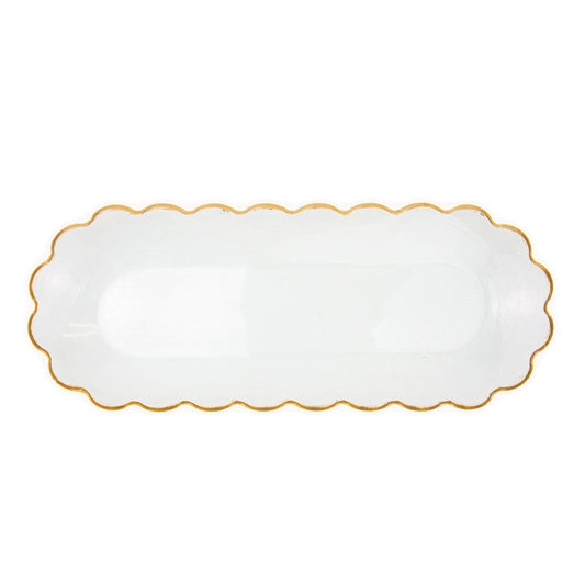 Scallop Glass Tray trimmed in Gold