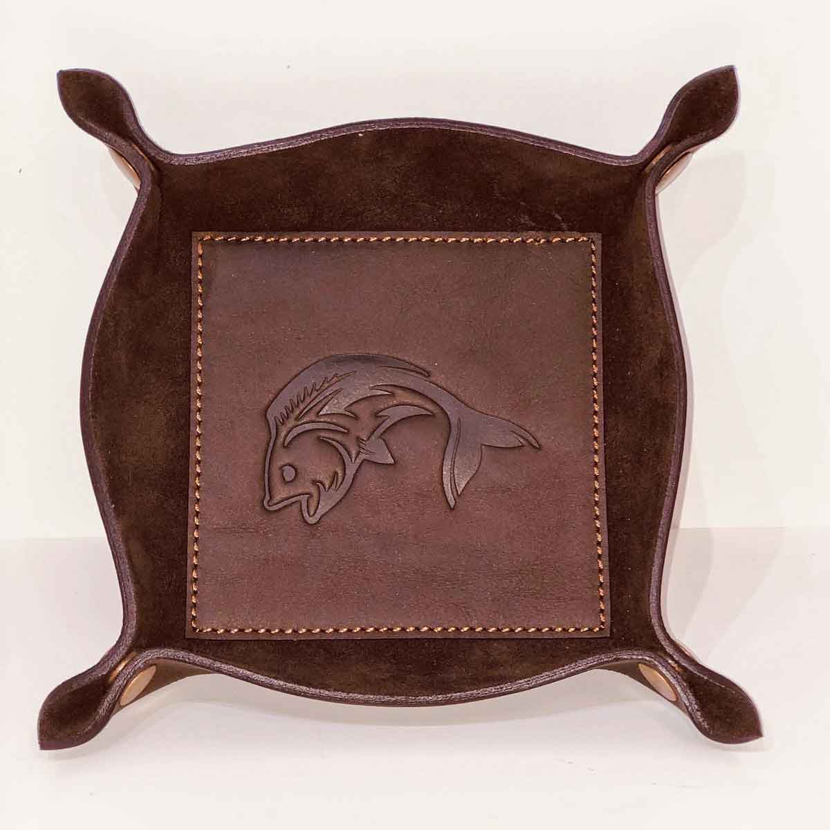 Fish Leather Embossed Valet Tray 8x8