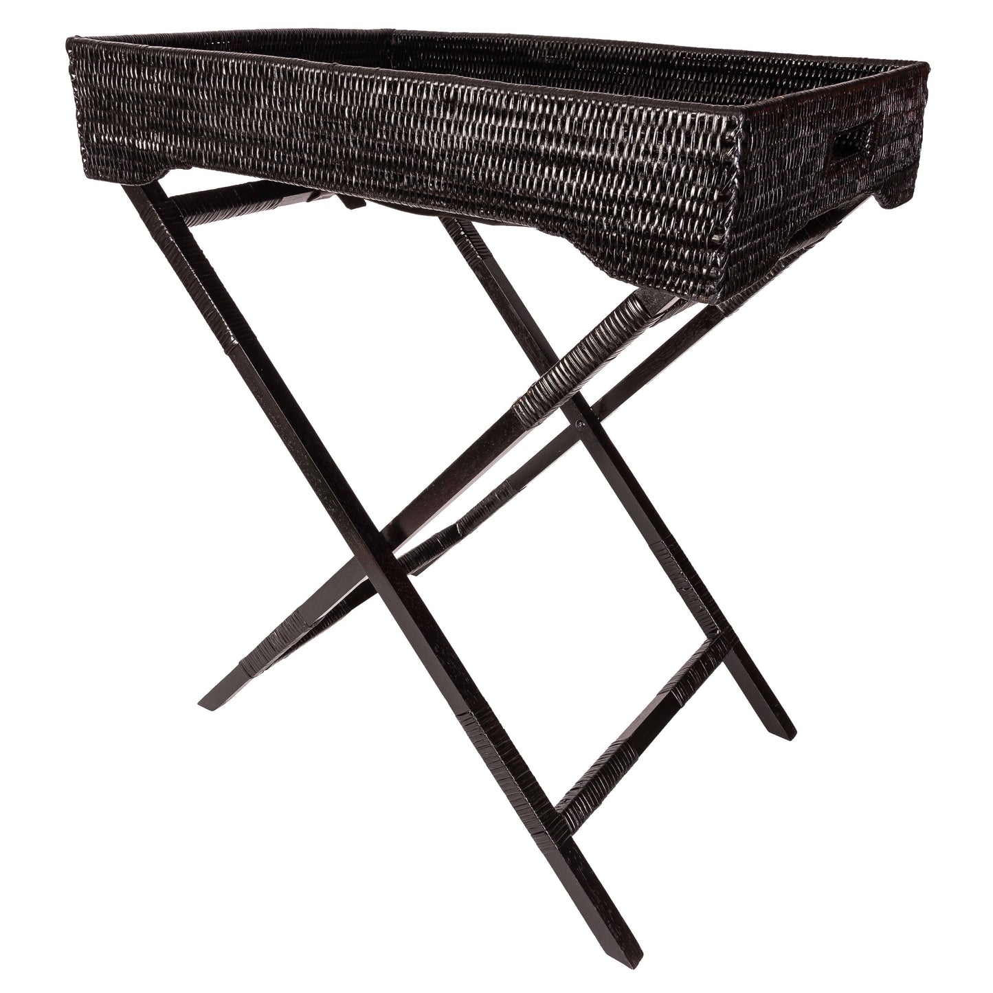 Rattan Butler Tray/Table Black