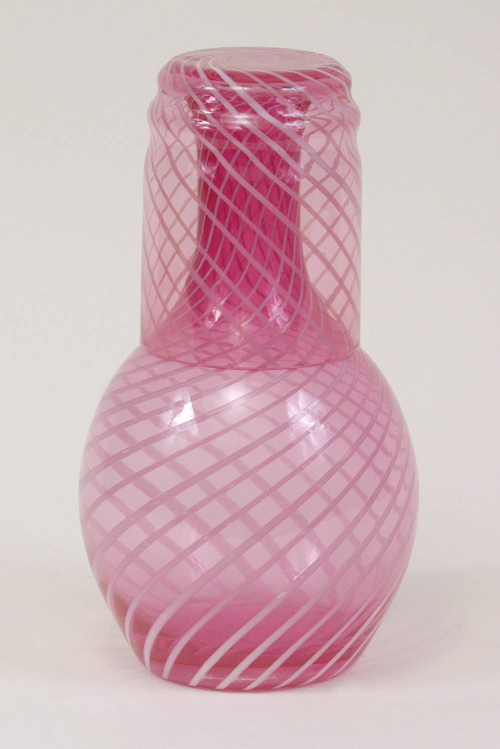 Cranberry Colored Opalescent Swirl Glass Vase