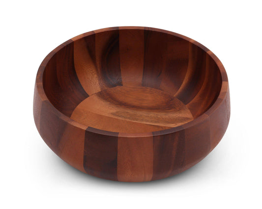 Modern Round Acacia Wood Salad Bowl Large