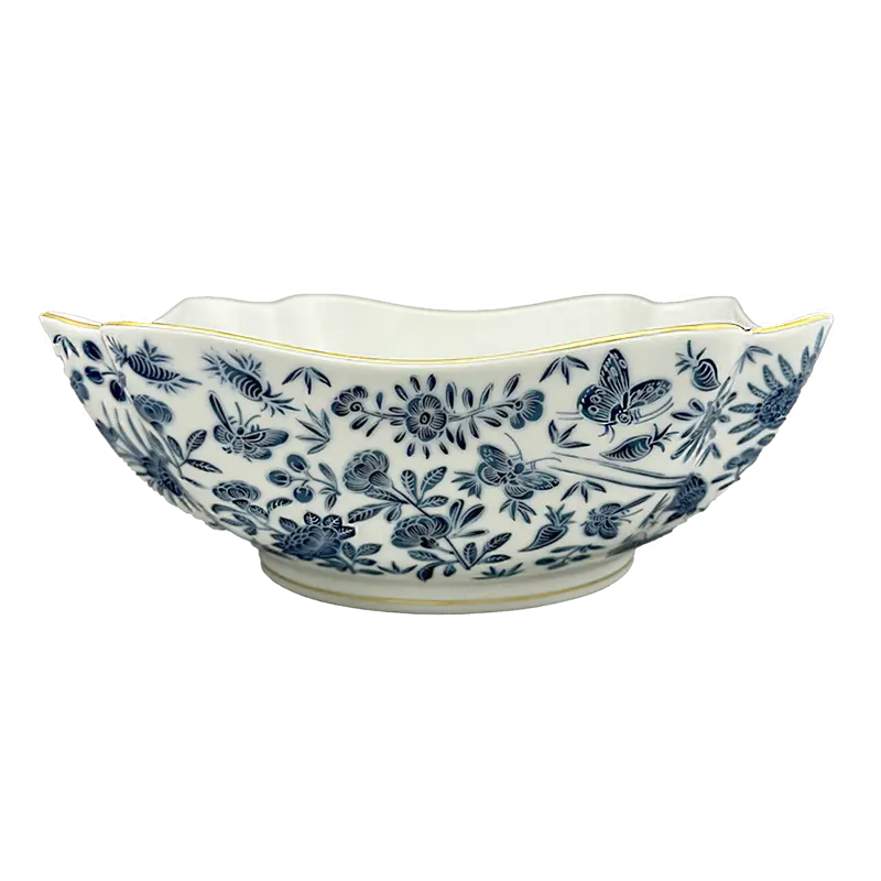 Mottahedeh Sacred Blue Bird and Butterfly Large Square Bowl