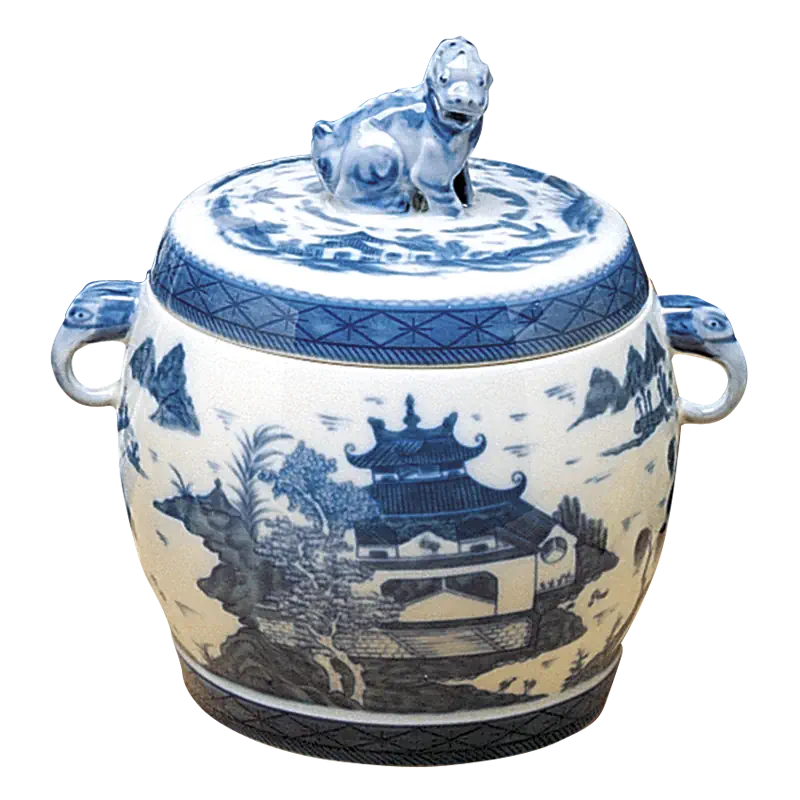 Mottahedeh Blue Canton Fu Dog Jar Small