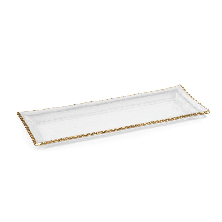 Clear Rectangular Tray with Gold Rim