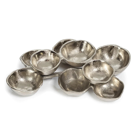 Charcuterie Nickel Serving Bowls Cluster of 8 Small