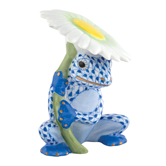 Herend Flower Frog Sapphire