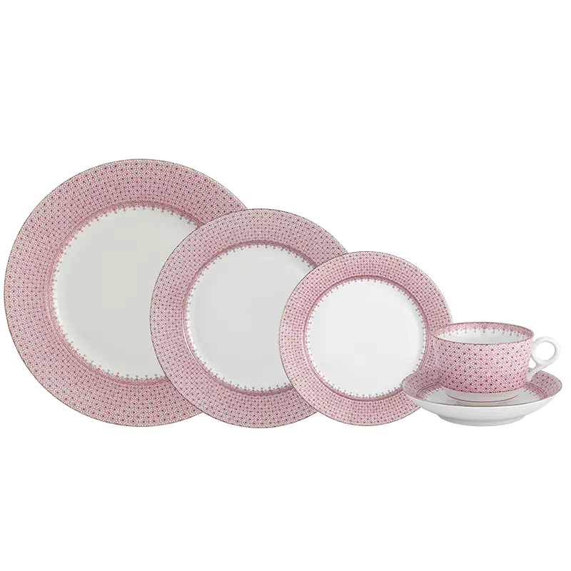 Mottahedeh Pink Lace 5 Piece Place Setting