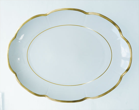 Royal Limoges Margaux Gold Scallop Oval Large Platter