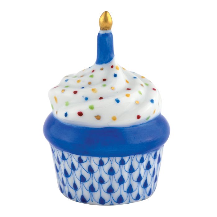Herend Cupcake with Candle Sapphire