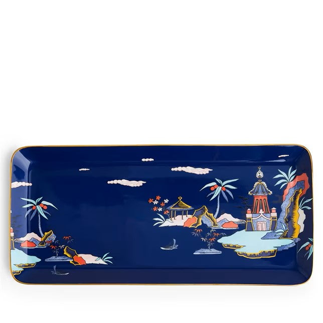 Wedgewood Wonderlust Blue Pagoda Rectangular Tray