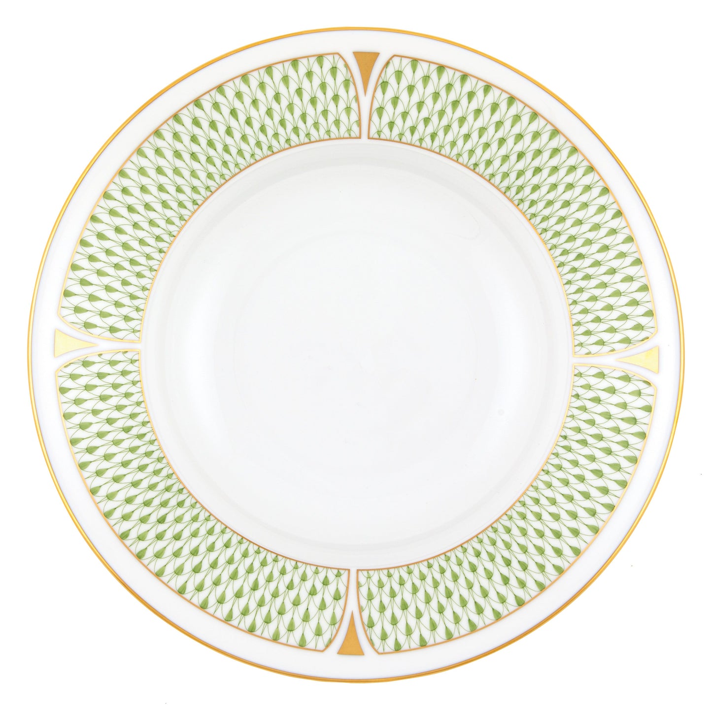 Herend Art Deco Green Rim Soup