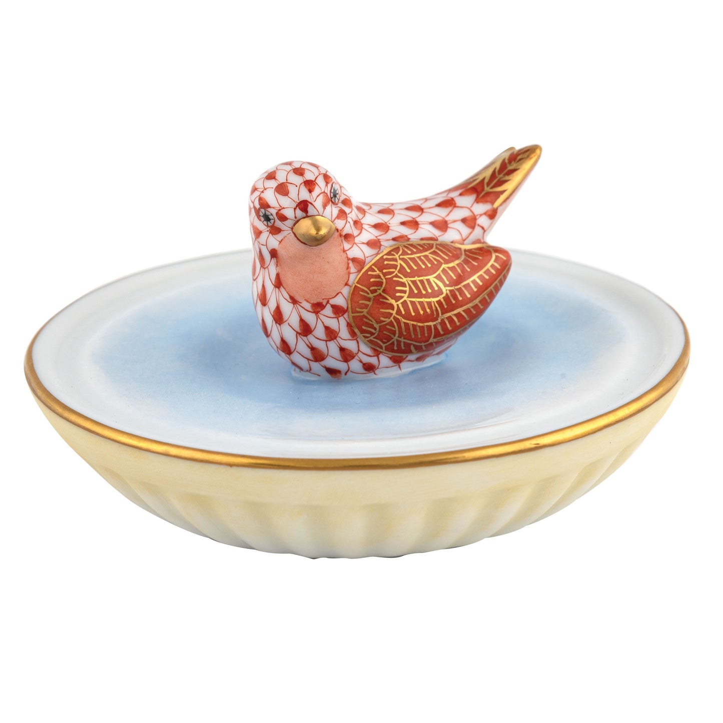Herend Bird Bath Rust