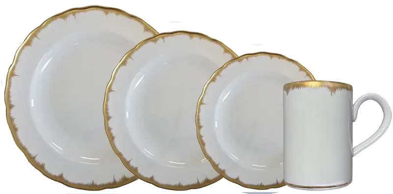 Mottahedeh Chelsea Feather Gold 4pc Place Setting