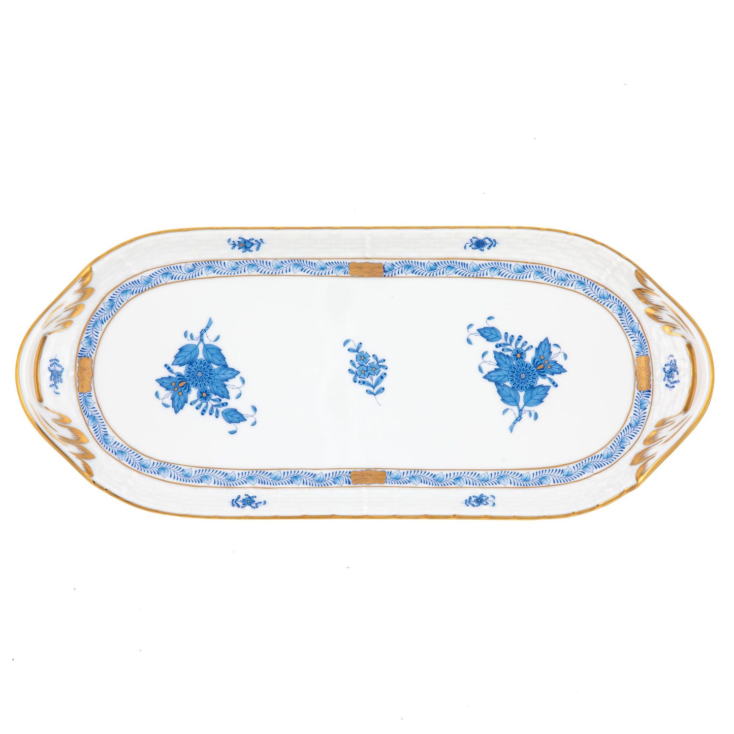 Herend Chinese Bouquet Blue Sandwich Tray