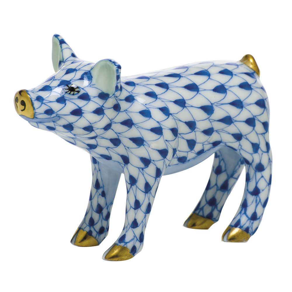 Herend Smiling Pig Sapphire