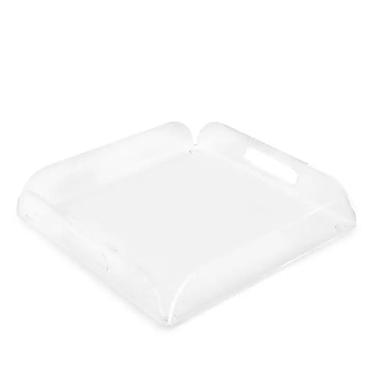 Acrylic Rounded Corner Serving Tray with Handles Clear | Small Square