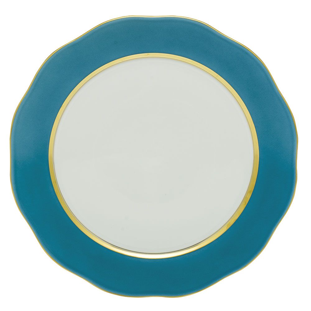 Herend Silk Ribbon Charger Plate Turquoise