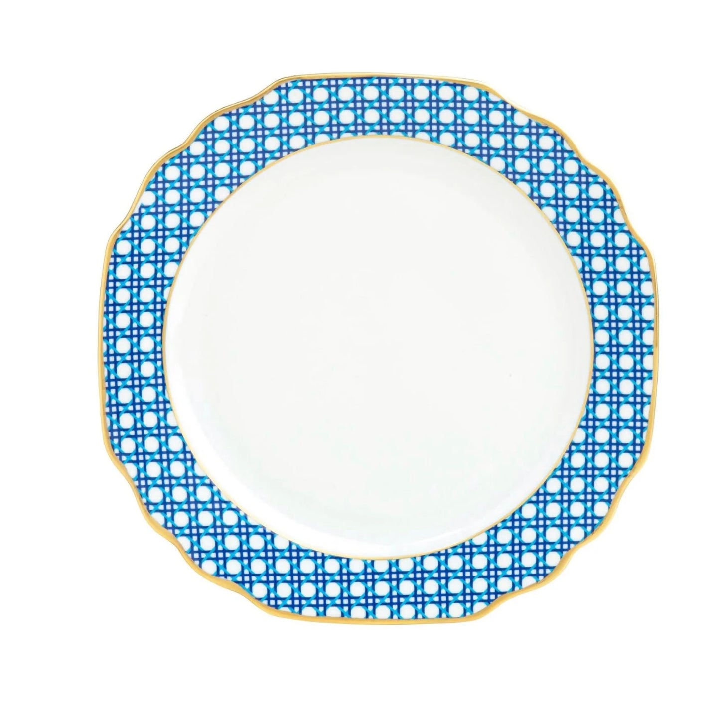 Pickard Ultra White Blue Cane Weave Charger Plate