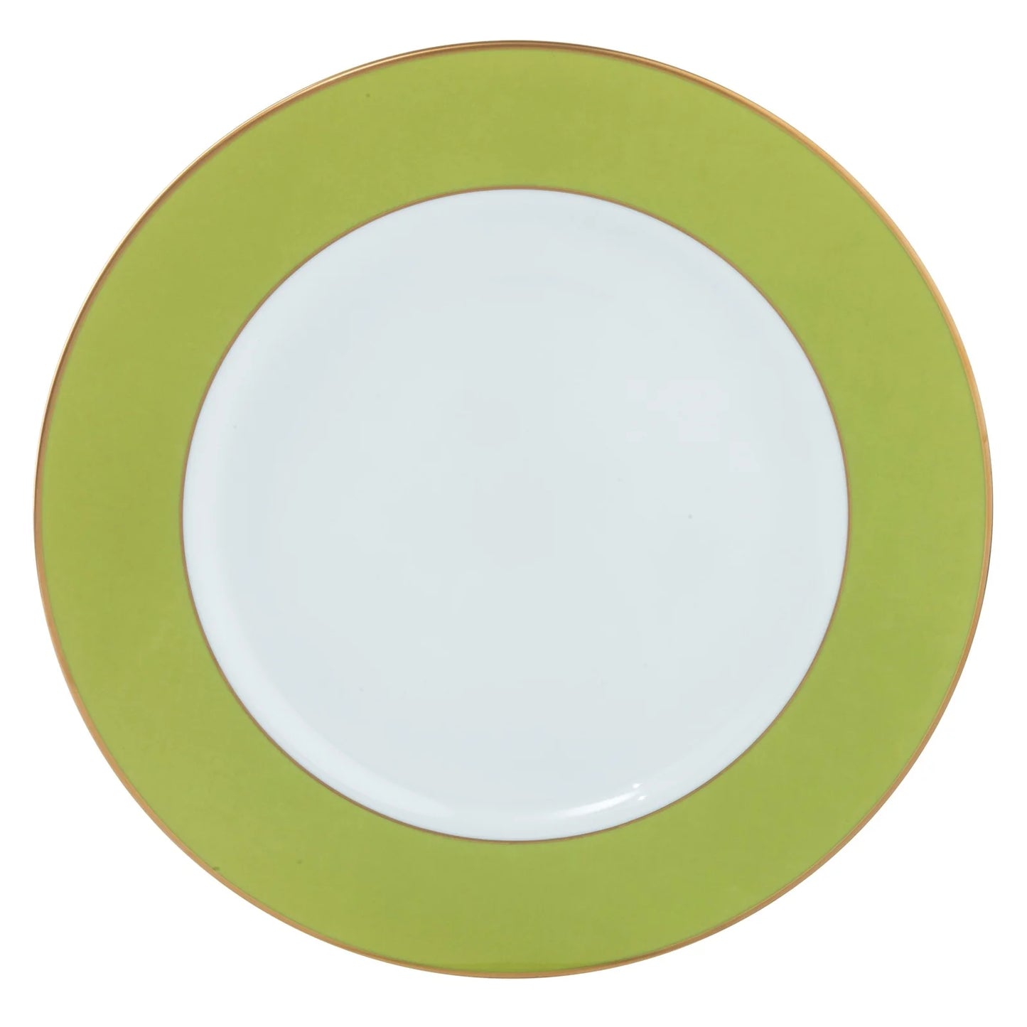 Pickard Ultra White ColorSheen Apple Green Gold Charger Plate