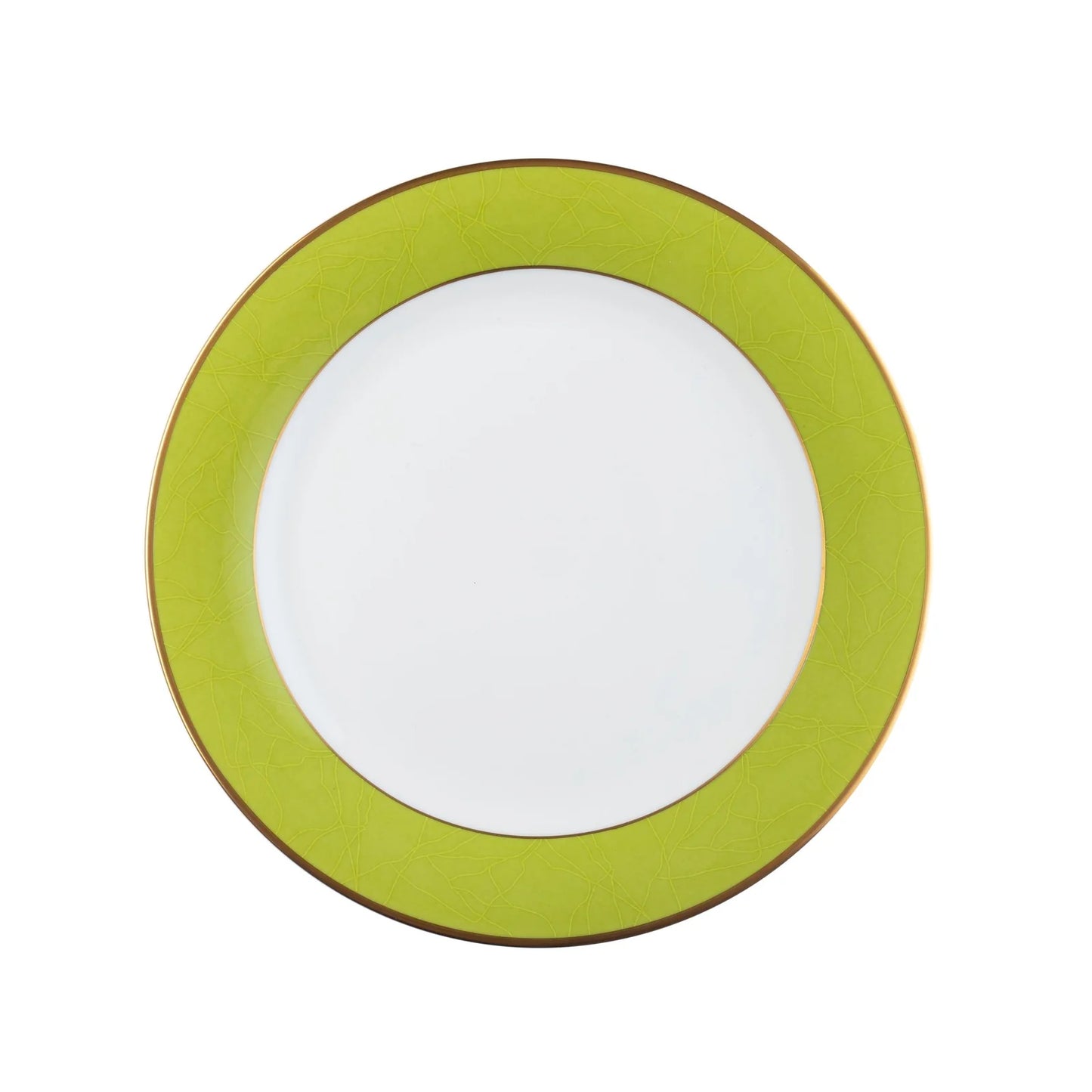 Pickard Ultra White ColorSheen Apple Green Gold Salad Plate