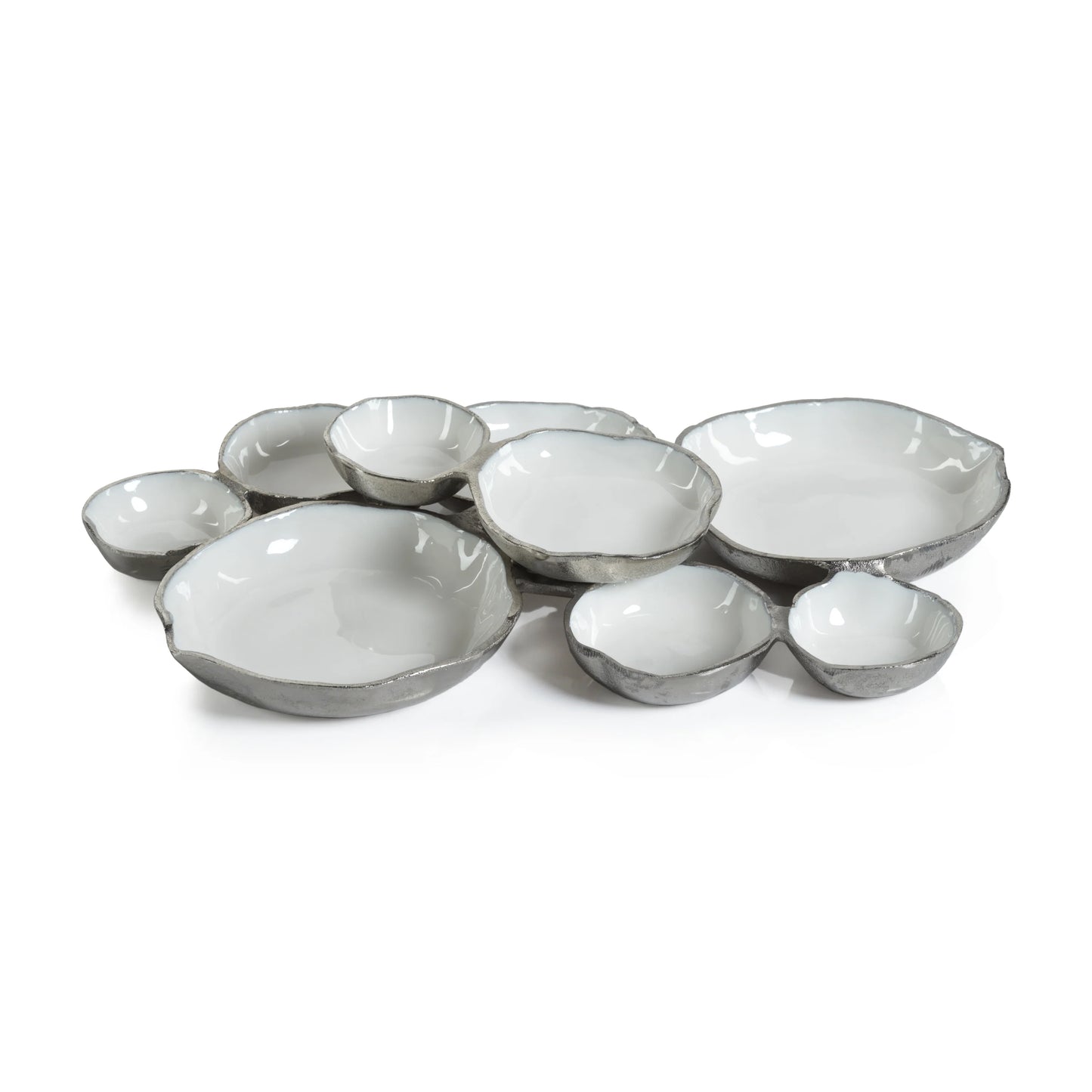 Charcuterie Nickel and White Cluster Medium-9 Bowls