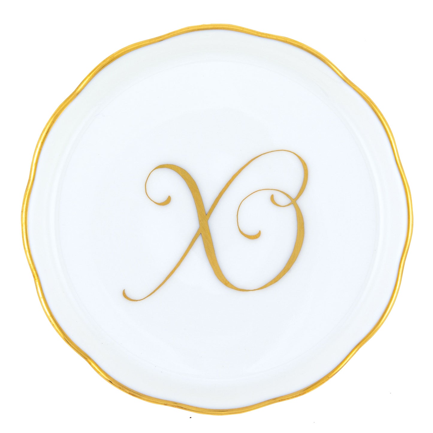 Herend Golden Edge Coaster Monogram X