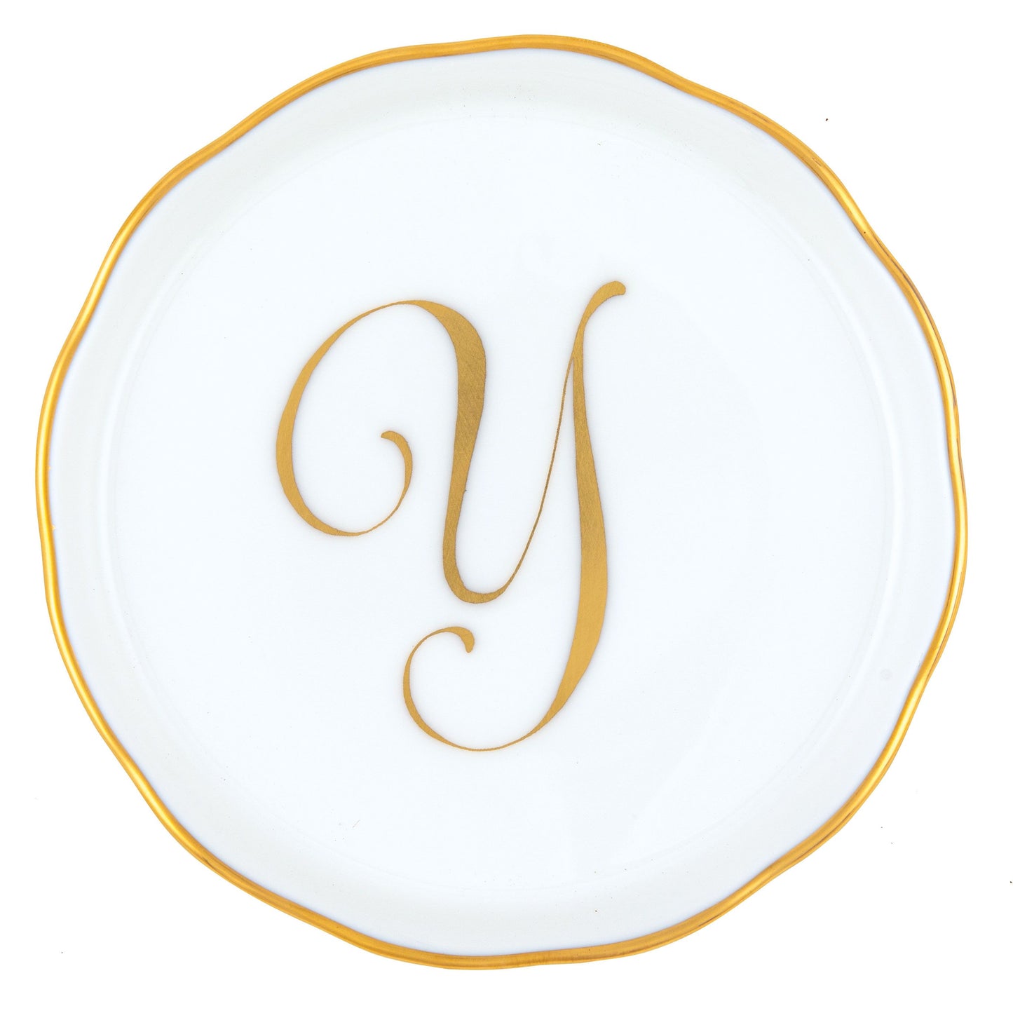 Herend Golden Edge Monogram Coaster Y