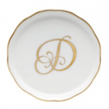 Herend Golden Edge Monogram Coaster D