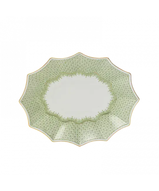 Mottahedeh Apple Green Lace Medium Fluted Tray