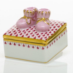 Herend Baby Bootie Box Raspberry