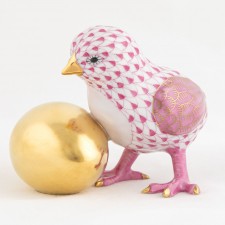 Herend Baby Chick With Egg Raspberry