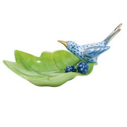 Herend Hummingbird on Leaf Blue