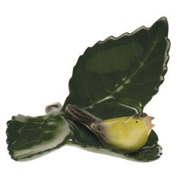 Herend Bird on Leaf Place Card Holder - Goldfinch
