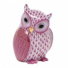 Herend Mother Owl Raspberry