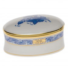 Herend Chinese Bouquet Blue Oval Box