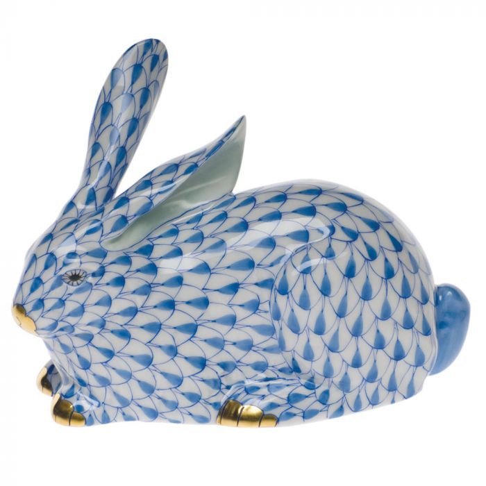 Herend Lying Rabbit Blue