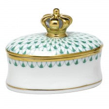 Herend Box with Crown Green