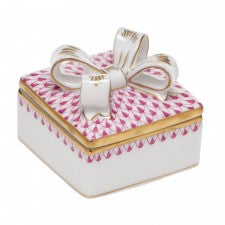 Herend Box with Bow Raspberry