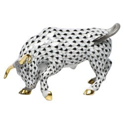 Herend Charging Bull Black