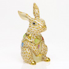 Herend Butterscotch Bunny With Christmas Lights