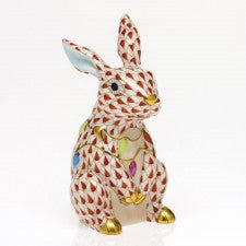 Herend Rust Bunny With Christmas Lights