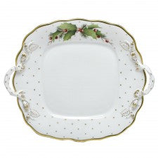 Herend Winter Shimmer Square Cake Plate with Handles