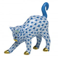 Herend Arched Cat Blue