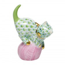 Herend Mischievous Cat Keylime