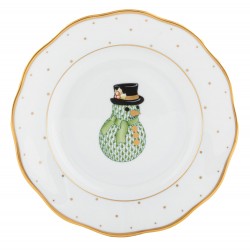 Herend Christmas Snowman Dessert Plate