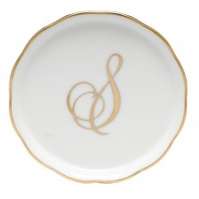 Herend Golden Edge Coaster Monogram S